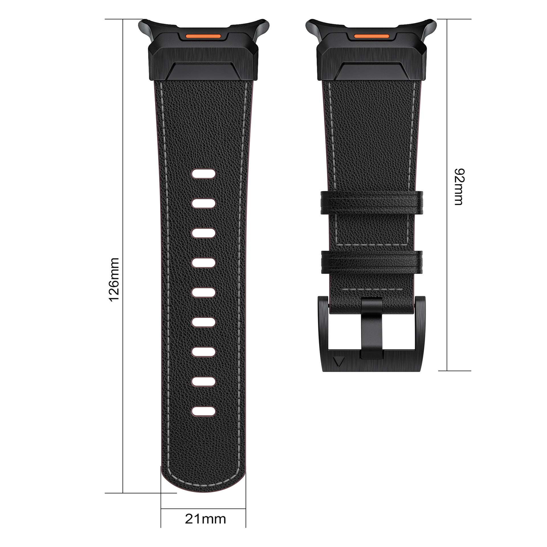 Mecha Bezel Leather Strap for Galaxy Watch 7 Ultra/8 Ultra