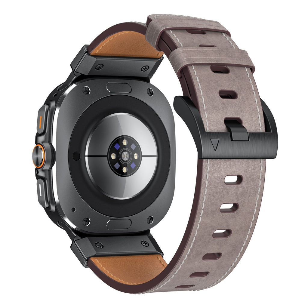 Mecha Bezel Leather Strap for Galaxy Watch 7 Ultra/8 Ultra