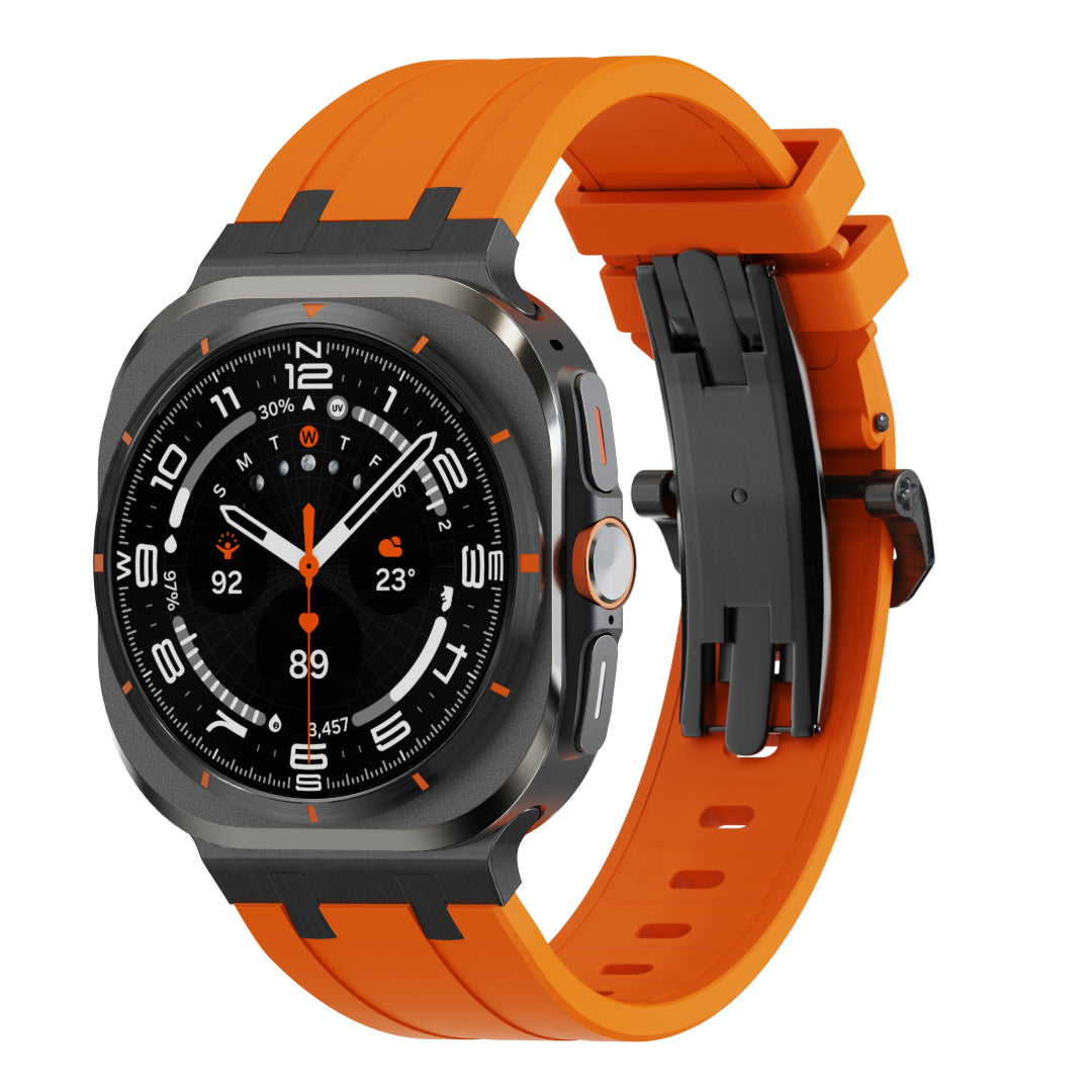 Luxury AP Butterfly Buckle Silicone Band For Galaxy Watch 7 Ultra/8 Ultra