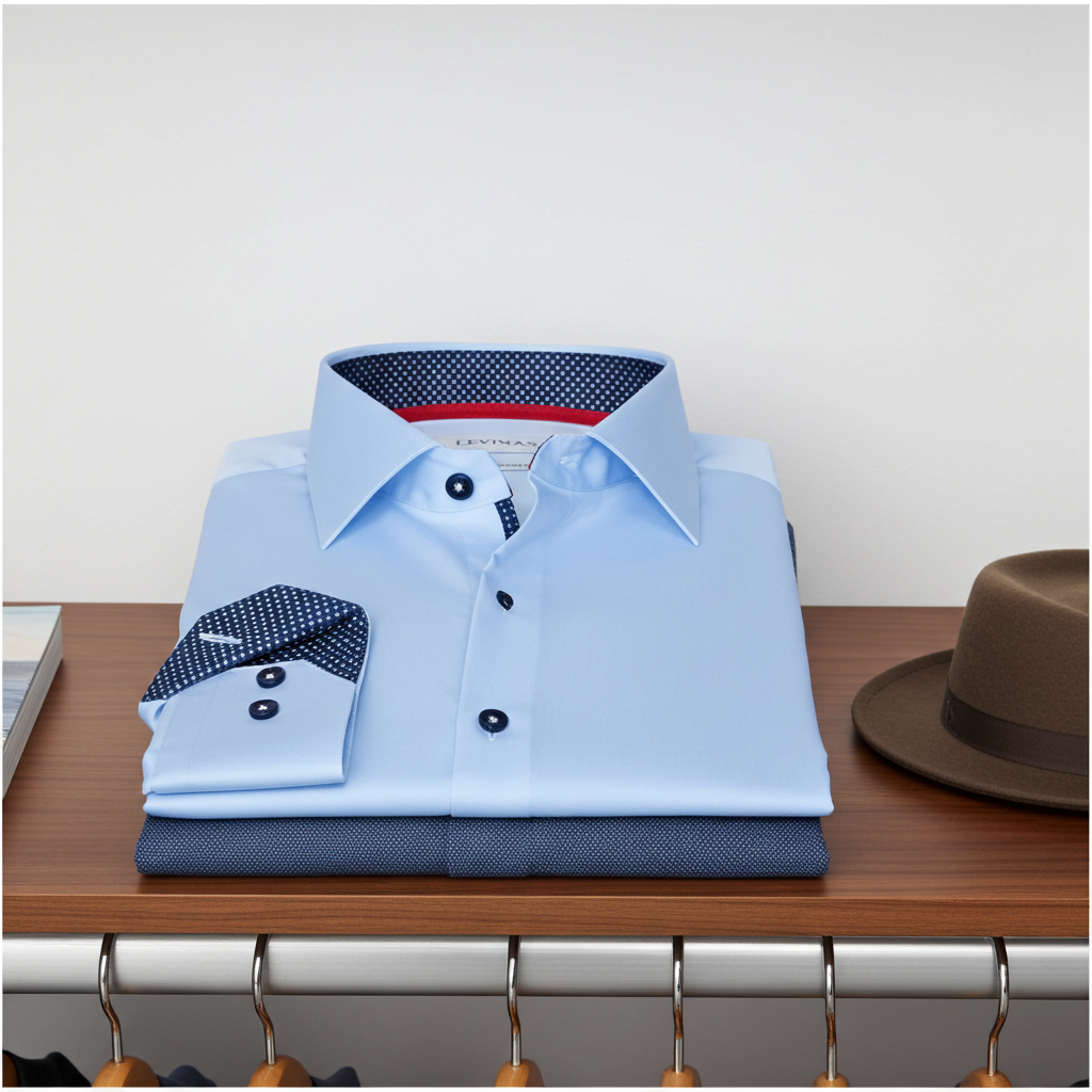 Matthew Button-Up Shirt With Contrast Details // Blue // Contemporary Fit (Regular)