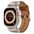 Leather Tactical Band for Apple Watch Ultra – 26mm Wide, Mecha-Style Connectors, Adventure-Ready