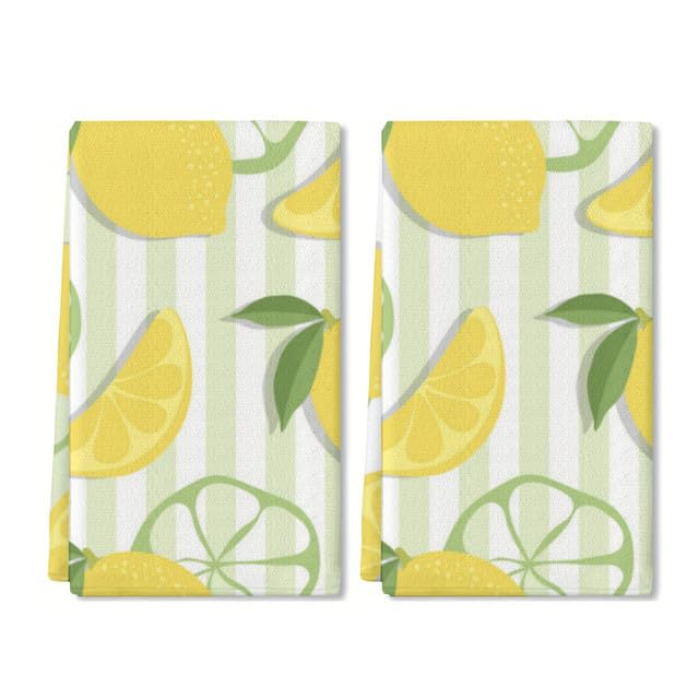 Kitchen Towels Set 2-Piece — Absorbent Dish Towels, Lemon Fresh Design, Durable Kitchen Supplies