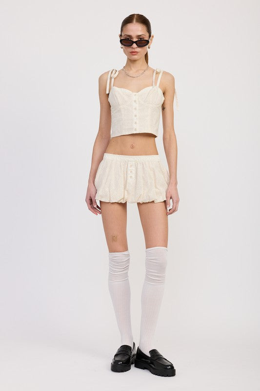 BUBBLE MINI SKIRT WITH ELASTIC WAISTBAND