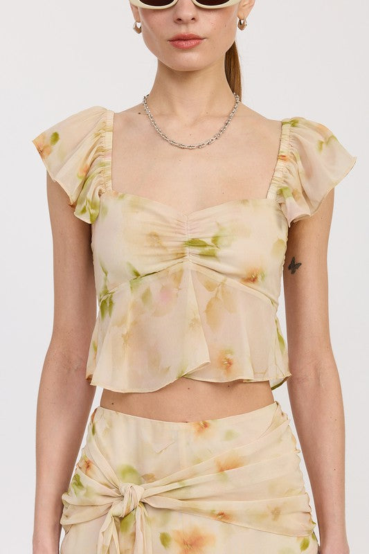 SQUARED NECK TOP WITH CAP SLEEVES