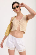 CROCHET BUTTON FRONT VEST TOP