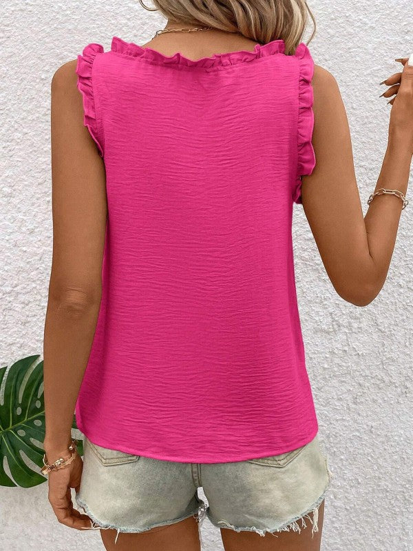 Ruffle trim tank top blouse