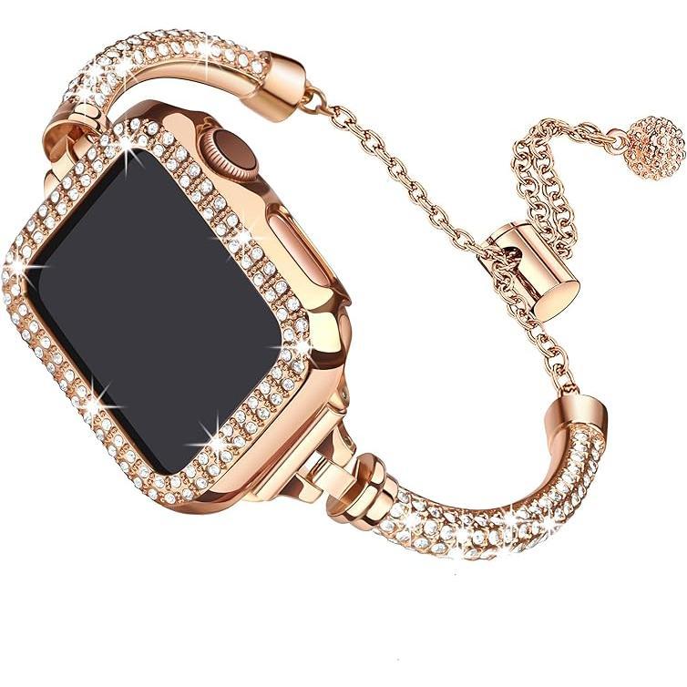 Bling Band Bracelet for Women | Compatible with Apple | Stainless Steel Dressy Metal Strap
