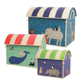 Raffia Storage Baskets Set with Animal Theme - Set of Three