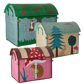 Raffia Toy Storage Baskets with Happy Forest Theme - Set of 3 - TO BE SHIPPED IN JUNE