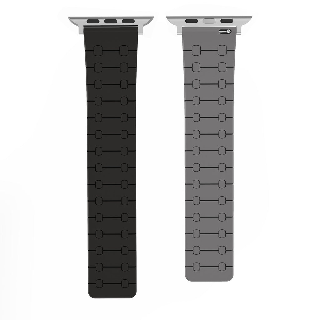 Color - blocking magnetic silicone apple watch strap