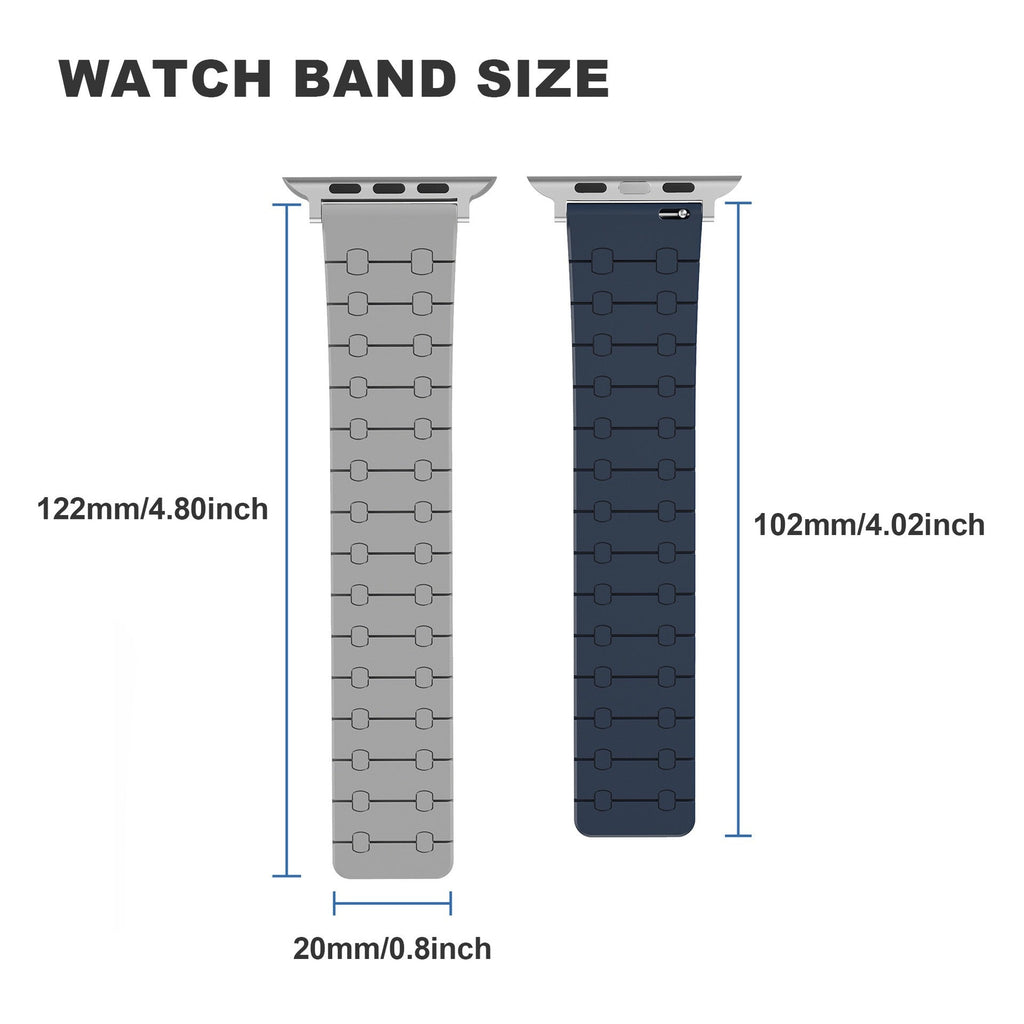 Color - blocking magnetic silicone apple watch strap