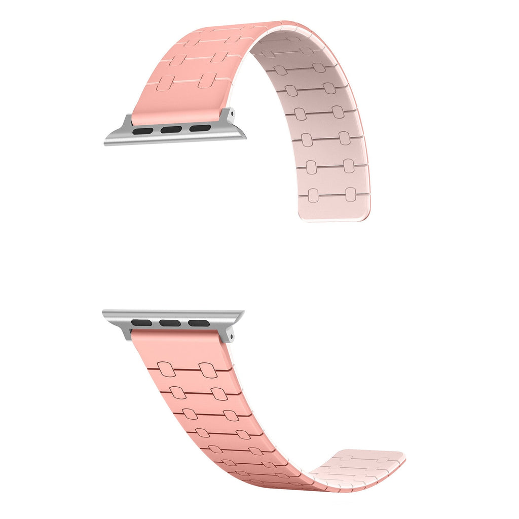 Color - blocking magnetic silicone apple watch strap