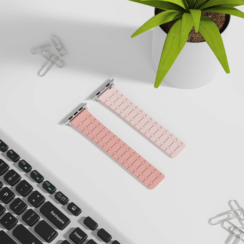 Color - blocking magnetic silicone apple watch strap