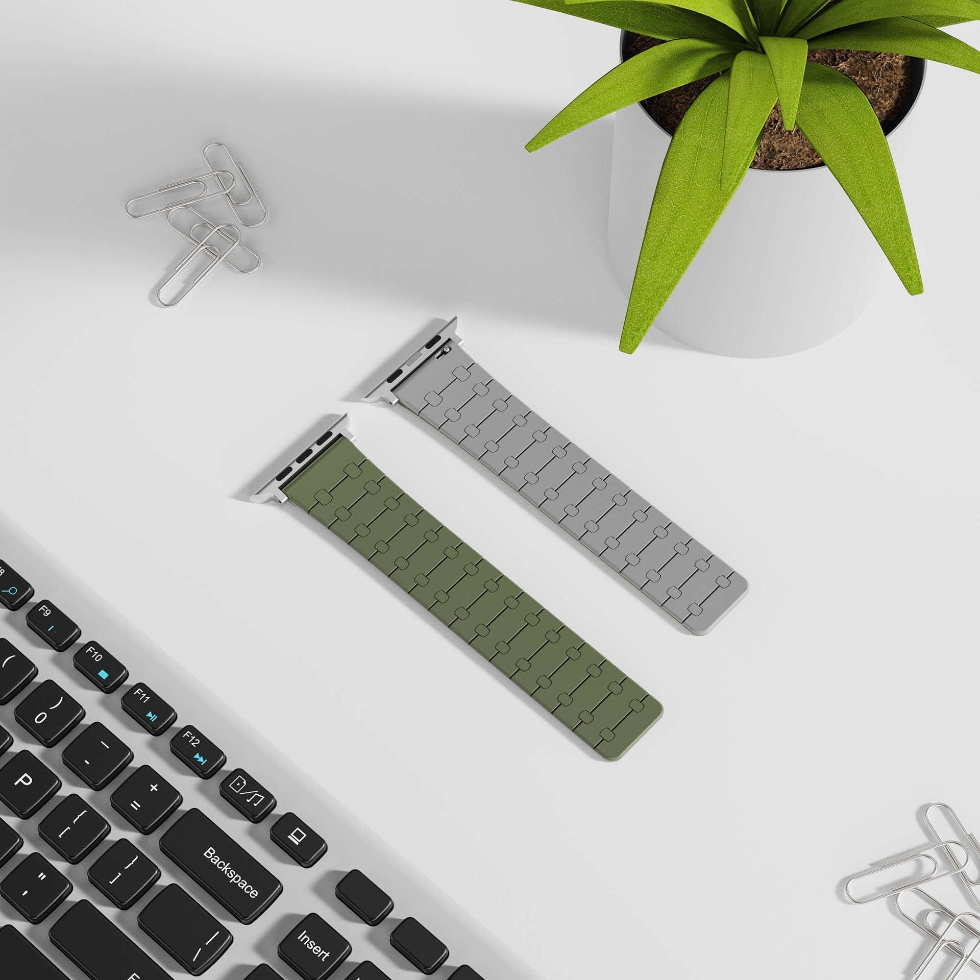 Color - blocking magnetic silicone apple watch strap