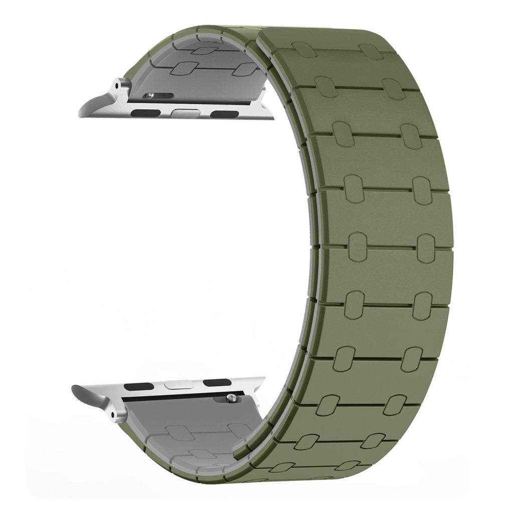 Color - blocking magnetic silicone apple watch strap