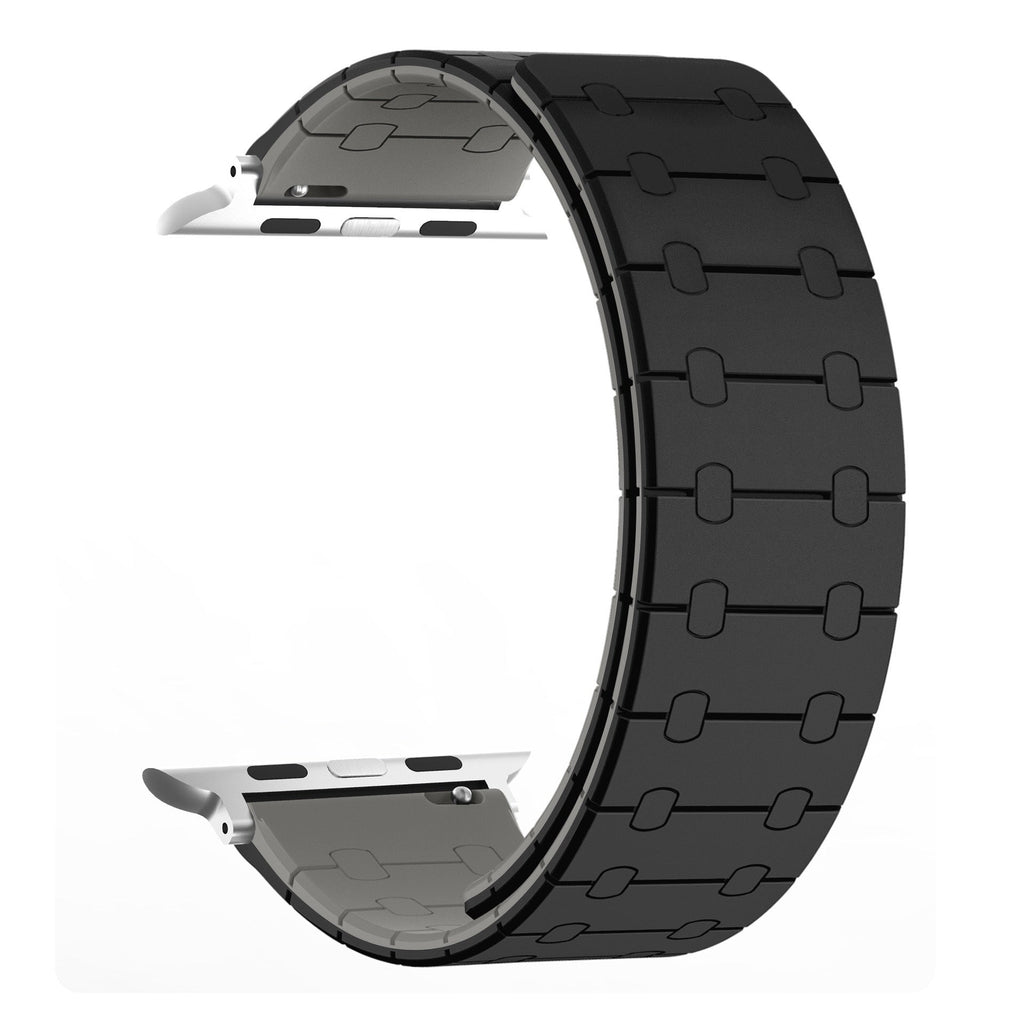 Color - blocking magnetic silicone apple watch strap