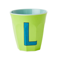 Melamine Cup - Medium with Alphabet in Bluish Colors | Letter L