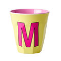Melamine Cup - Medium with Alphabet in Pinkish Colors | Letter M