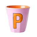 Melamine Cup - Medium with Alphabet in Pinkish Colors | Letter P