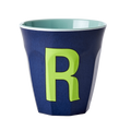 Melamine Cup - Medium with Alphabet in Bluish Colors | Letter R