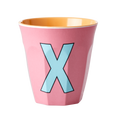 Melamine Cup - Medium with Alphabet in Pinkish Colors | Letter X