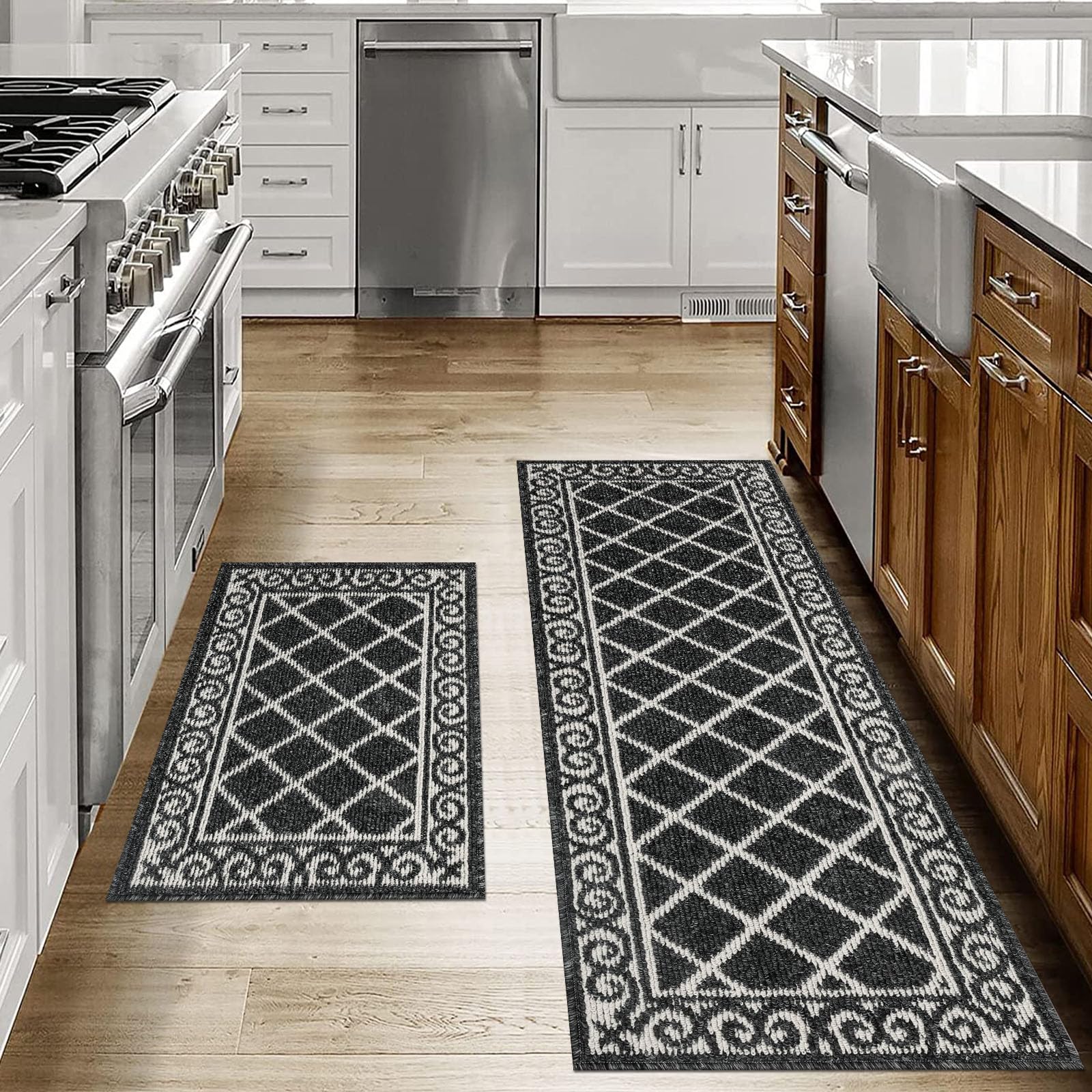 Kitchen Mat Set 2-Piece — Anti-Fatigue Non-Slip Kitchen Rug, Water-Absorbent Kitchen Supplies