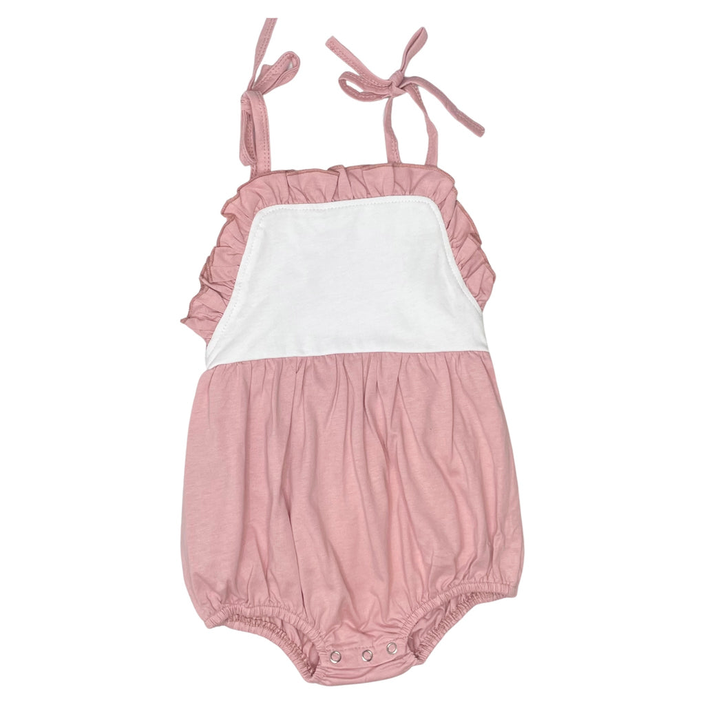 Threaded Cotton Ruffle Tie Sunsuit 95% Cotton