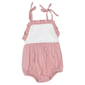 Threaded Cotton Ruffle Tie Sunsuit 95% Cotton
