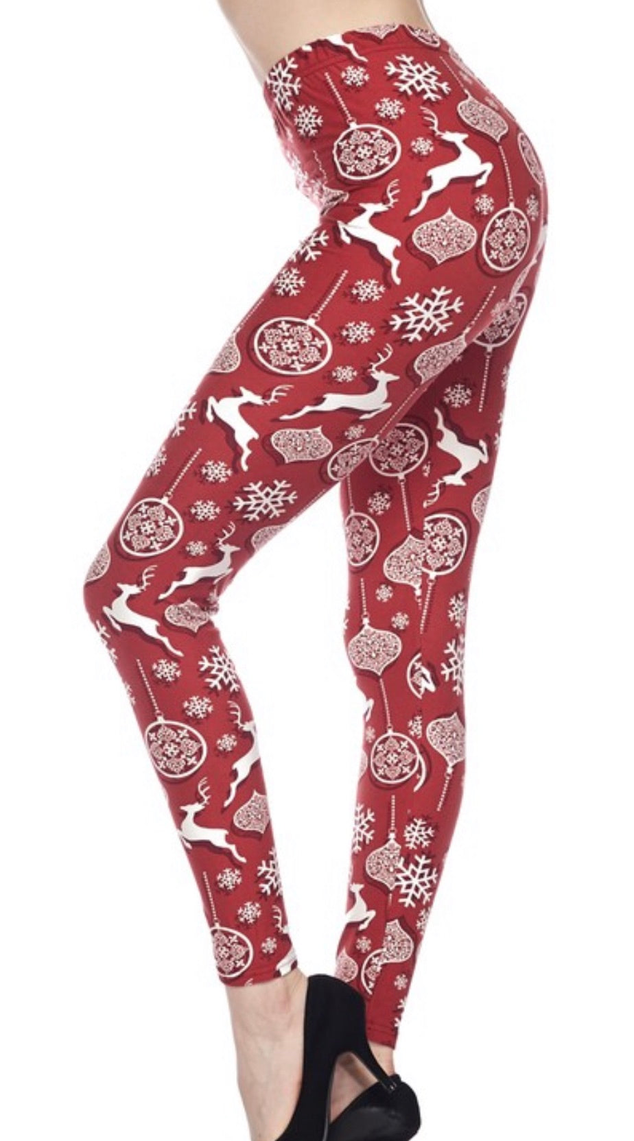 Reindeers & Snowflakes Print Brushed BUTTER SOFT PLUS SIZE Leggings