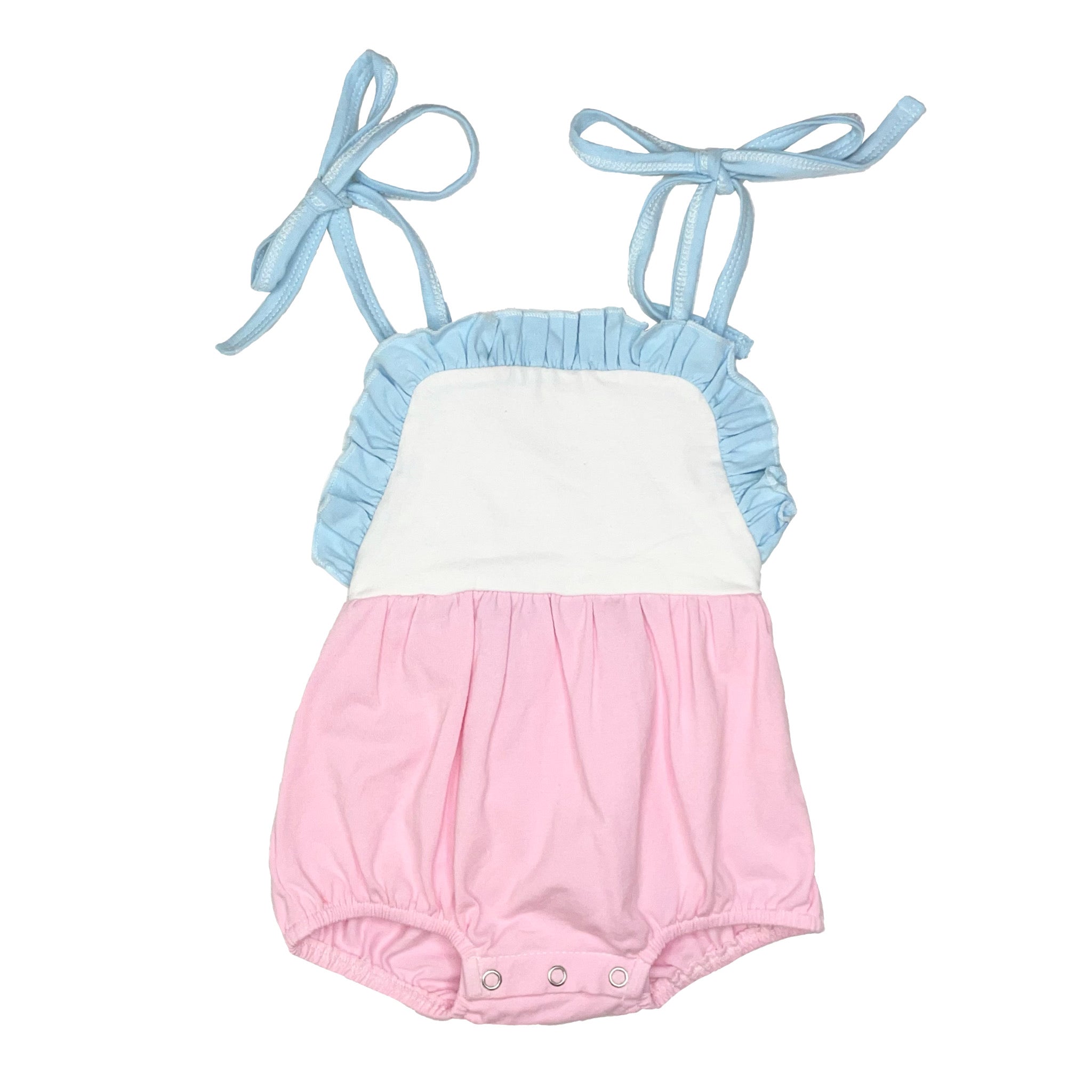 Threaded Cotton Ruffle Tie Sunsuit 95% Cotton