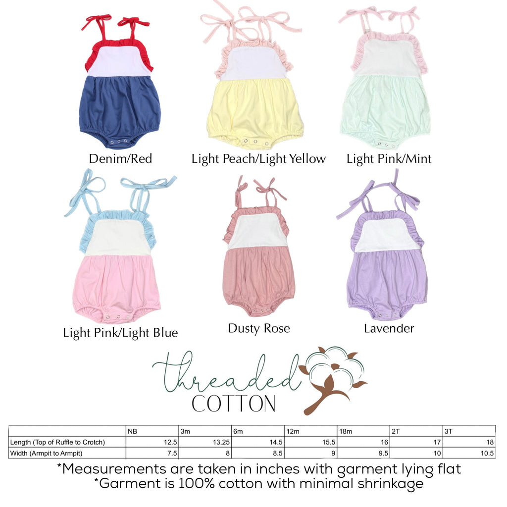 Threaded Cotton Ruffle Tie Sunsuit 100% Cotton
