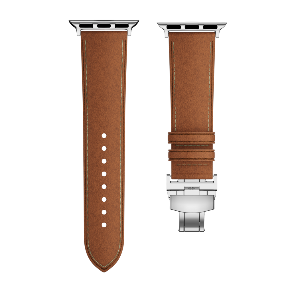 Affordable Genuine Leather Butterfly Buckle Band for Apple Watch