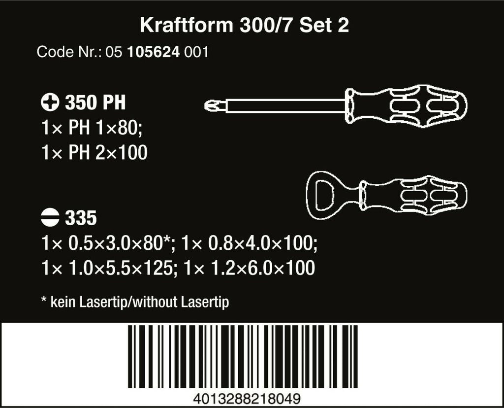 Wera 300/7 Set 2 Kraftform Plus Screwdriver Set 7 Piece 05105624001