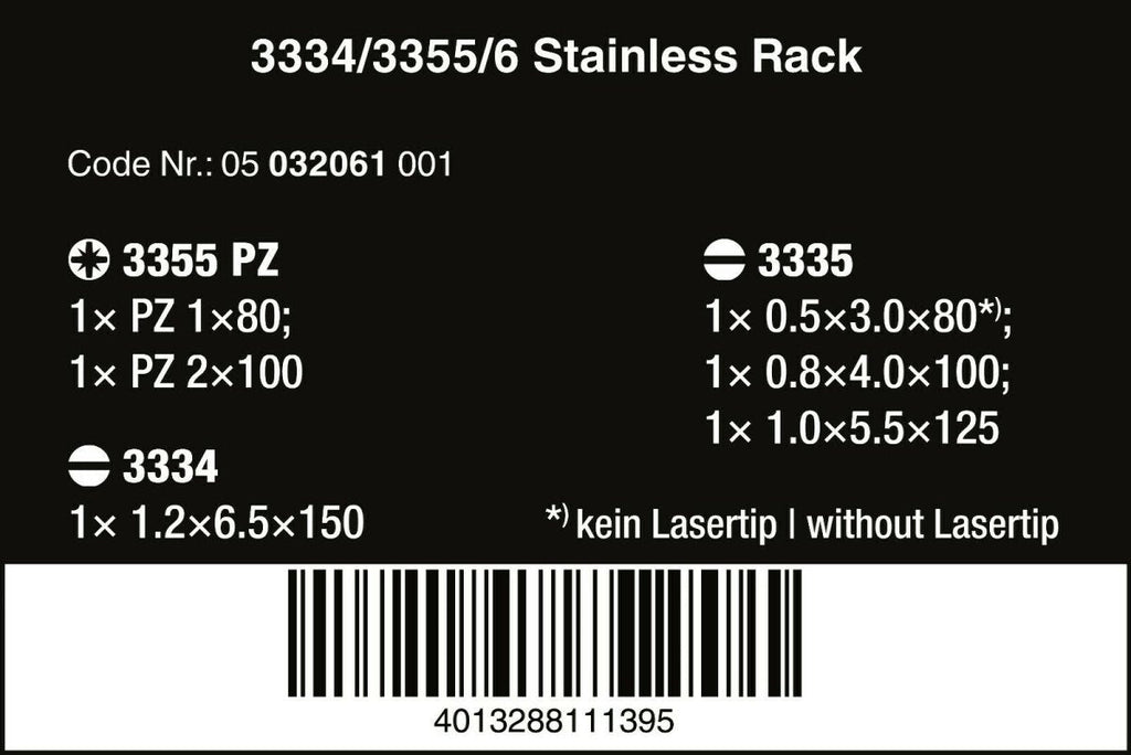 Wera 3334/3355/6 Stainless Steel Screwdriver Set 6 Piece 05032061001