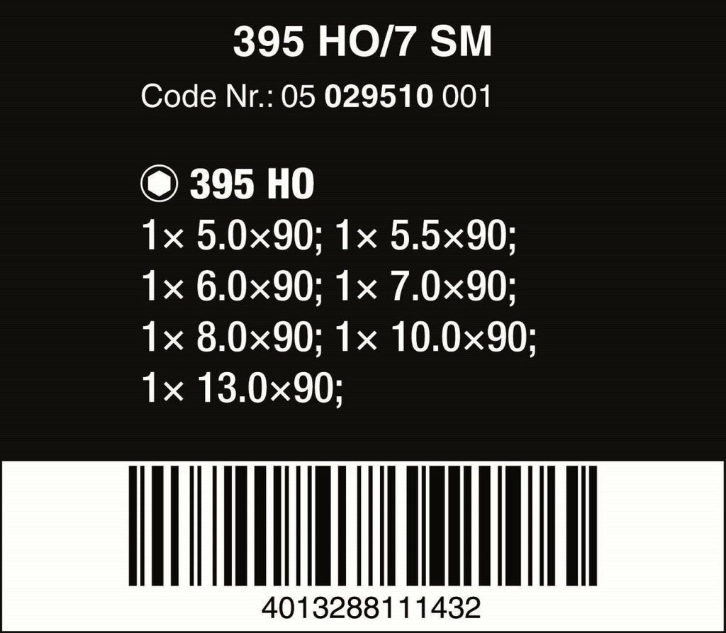 Wera 395 HOLO/7 Kraftform Plus Hollow Shaft Nut Driver Set Metric 05029510001