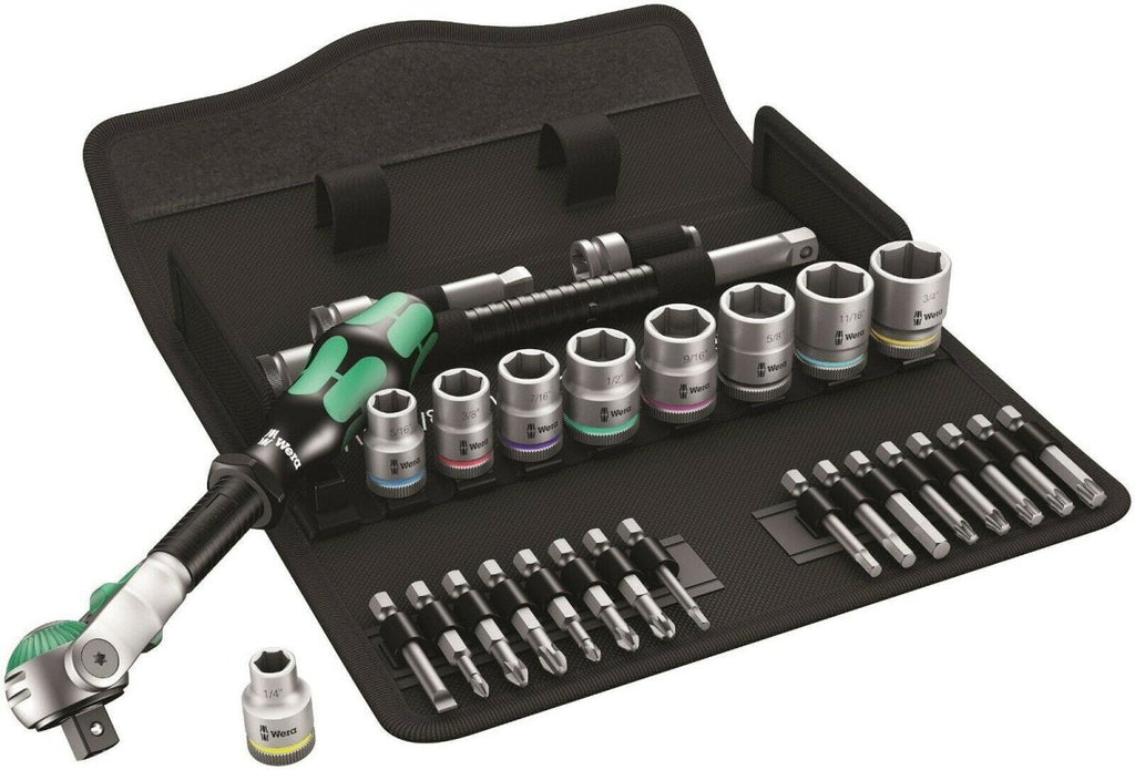 Wera 8100 SC 9 Zyklop Speed Ratchet Set 1/2" Drive SAE 28 Piece 05004079001