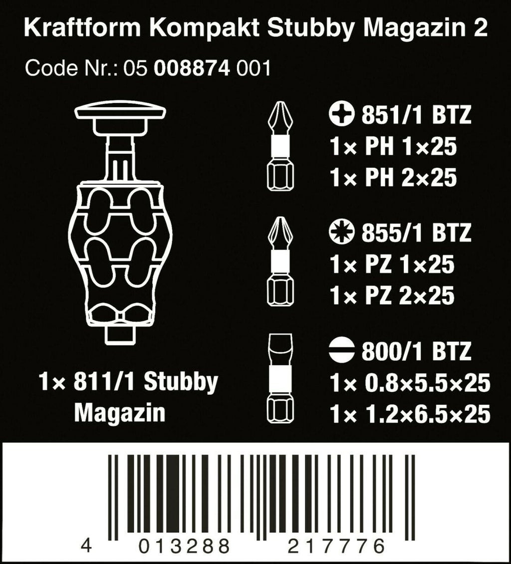 Wera Kraftform Kompakt Stubby Magazine 2 Screwdriver Set 05008874001
